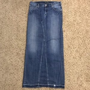 Silver long jean skirt size 27.